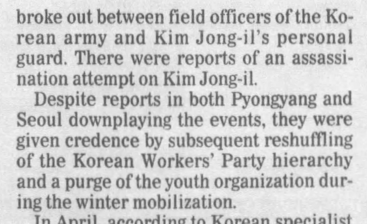 Honolulu Star-Bulletin, November 20, 1999, page 13."North Korean Leader is Grooming His Son," by Edward Neilan.