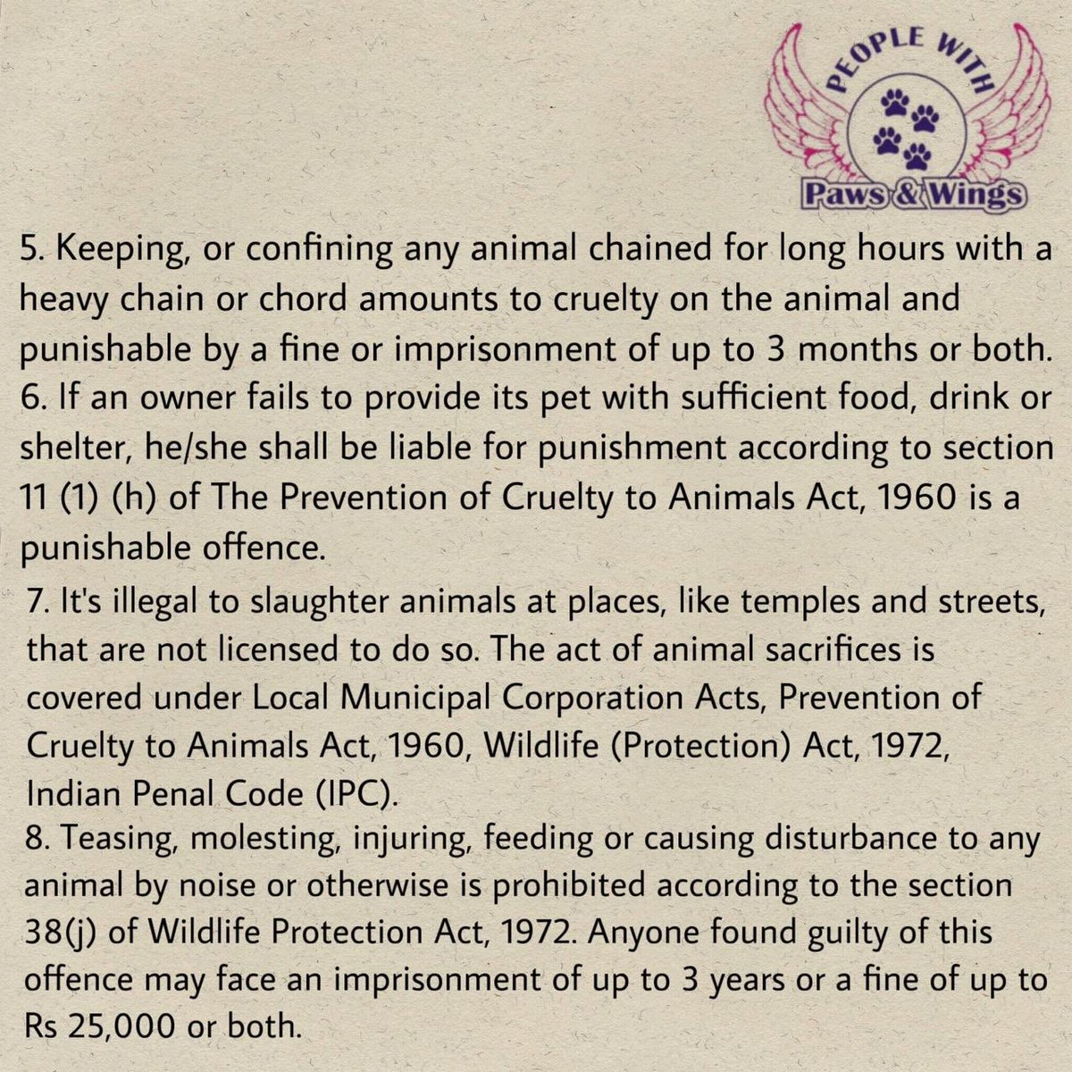 ppwct_'s tweet photo. 10 Indian Laws under which Animals are Protected
#animalslaws #AnimalRights #AnimalWelfare #AnimalCruelty #animallovers #AnimalAbuse #StopAnimalCruelty https://t.co/wGfcEGTOK6