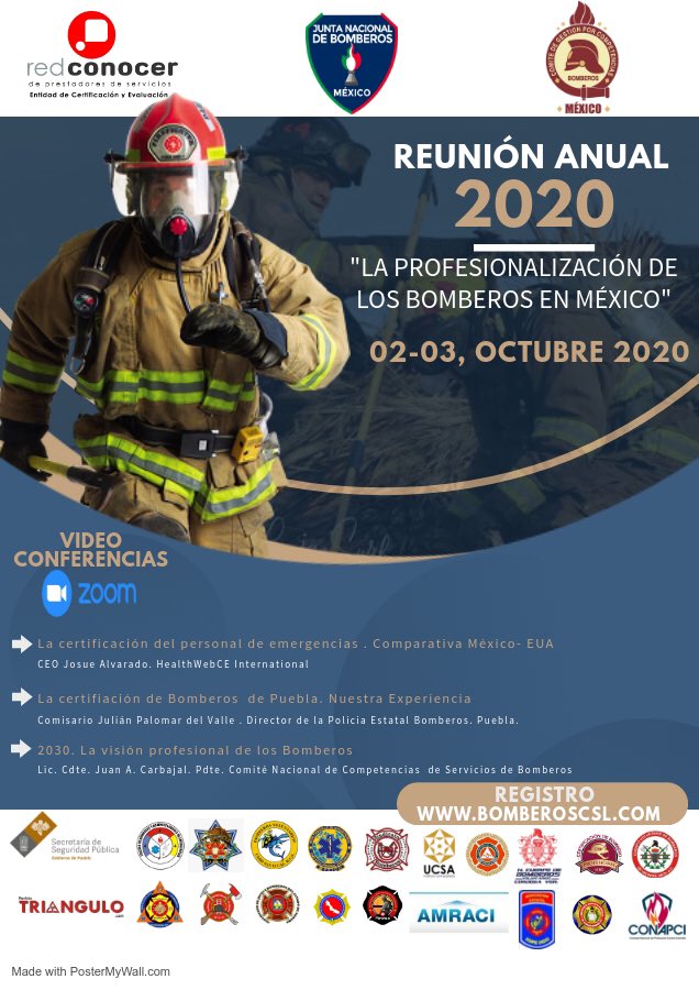 No puedes perderte esta reunión nacional! Conéctate y entérate de los mecanismos de educación y  certificación que están disponibles en Mexico para bomberos y paramédicos #JuntaNacionalDeBomberos #CONOCER