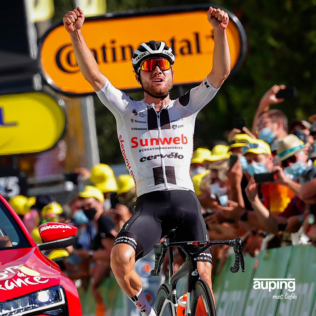 AupingNL's tweet photo. Wat een mega prestatie van @MarcHirschi, gefeliciteerd met deze mooie overwinning 🏆! Hij pakt de winst tijdens de twaalfde etappe van de Tour de France. Trots dat wij partner zijn van @TeamSunweb.  

#auping #teamsunweb #TDF2020 #metliefdevoordesport #sponsorvanderust https://t.co/E8QmTzFbco