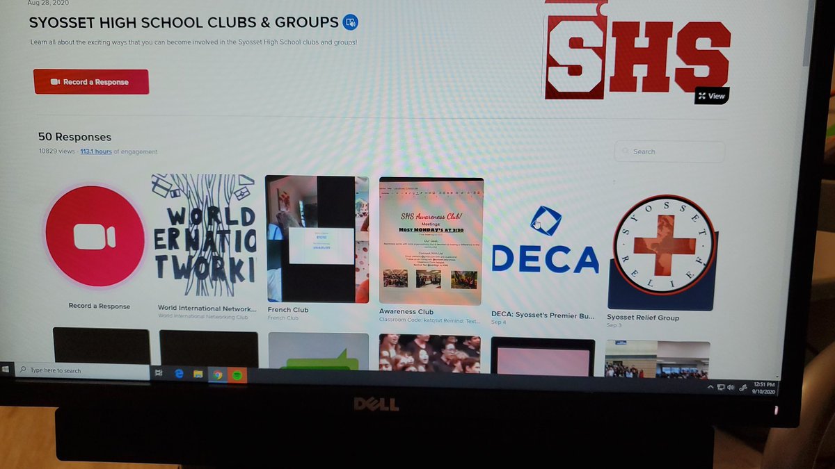 lieberrian's tweet image. This year our students used @Flipgrid to advertise the various extracurricular activities available at Syosset High School. Students in school can view these videos on our hallway monitors, or virtually through @Flipgrid. #flipgrid #FlipgridForAll #flipgridfever #syostrong