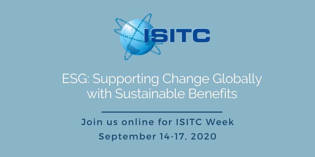 ISITC's tweet photo. What do practitioners need to know to ensure smooth #ESG operations? Our #ISITCWeek2020 panel dives into the considerations to get your tech and key infrastructure up to speed. Register to join us Sept. 16.

https://t.co/UUNpvPTQfr https://t.co/uIzWuB2Oht