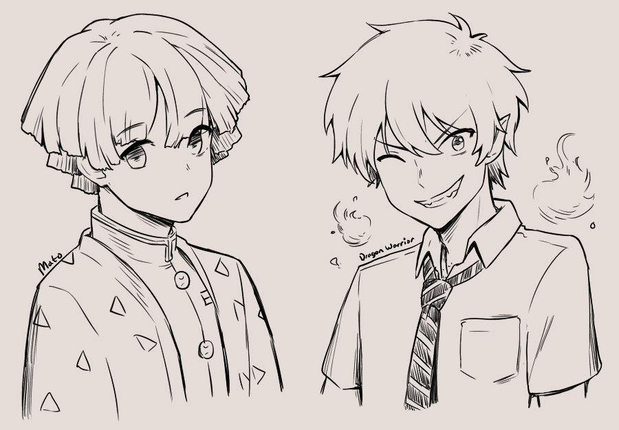 Sketch requests from yesterday's stream! 
(Zenitsu, Rin, Suisei, Flamebringer, Violet) 