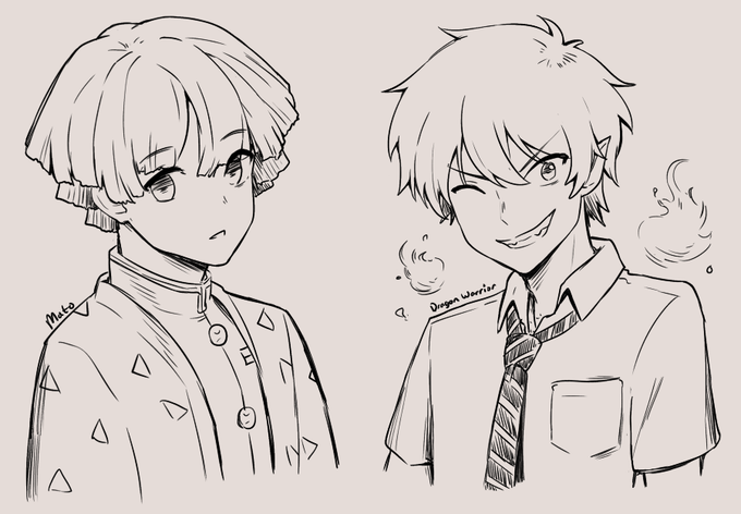 Sketch requests from yesterday's stream! 
(Zenitsu, Rin, Suisei, Flamebringer, Violet) 