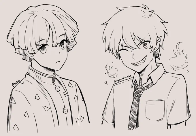 Sketch requests from yesterday's stream! 
(Zenitsu, Rin, Suisei, Flamebringer, Violet) 