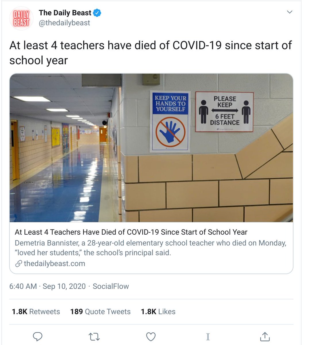 I'm on the side of extra precautions, and not all schools can open. But this headline? (Culled from an AP report). All the outrage at school openings? Read the fine print. None of the four teachers caught COVID at school. It was church. It was football practice over the summer.