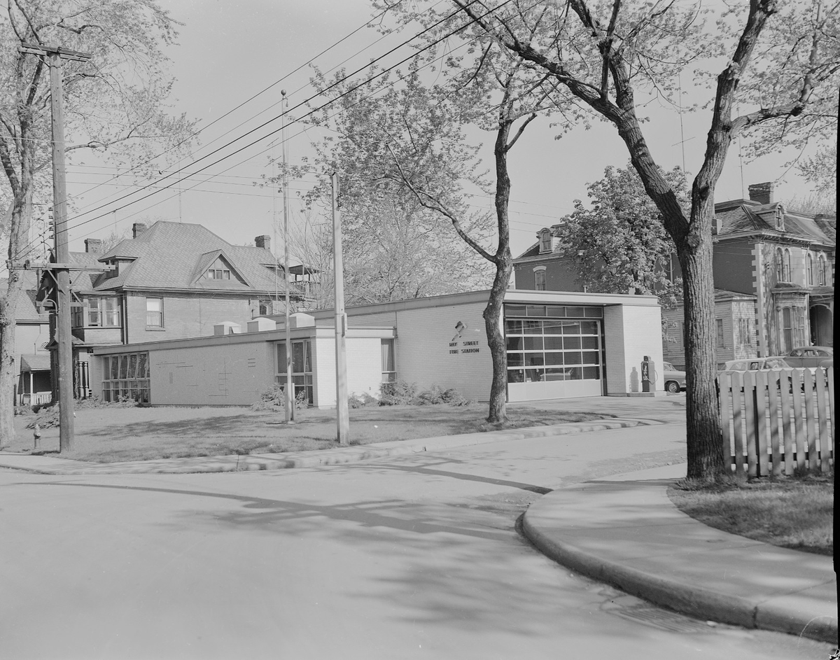 HamiltonFireDep's tweet photo. HFD Station 11 (Ray St.) was opened on Oct. 21, 1959 and has served the core of #HamOnt from that location since. There have been many different apparatus assigned to St. 11 over the years. Shown are Pump 11, Truck 11, Car 11, DC-1, RU-11 &amp; EMS #ThrowBackThursdays #StrongForYou https://t.co/ARy25ggT5B