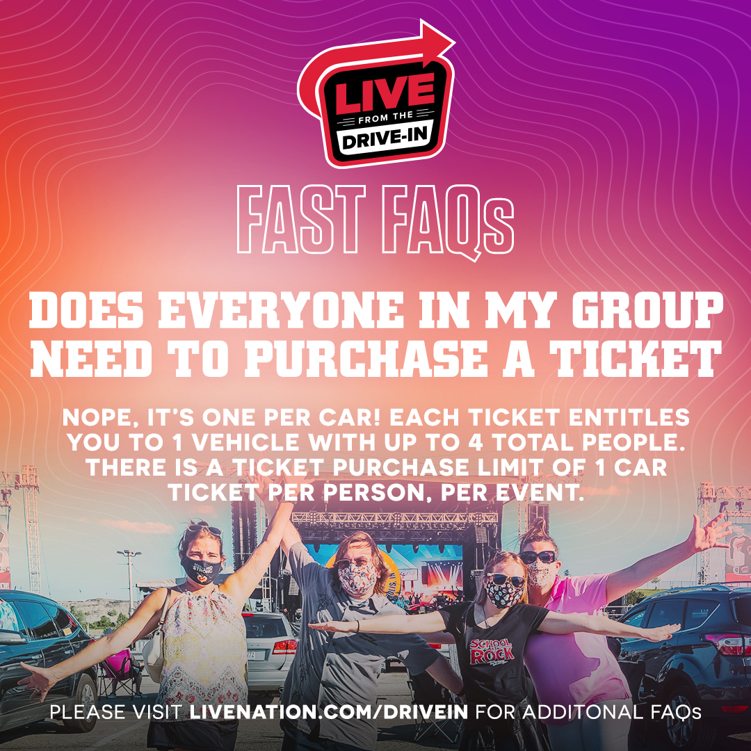 LiveNationAtl's tweet image. Set your alarms! ⏰ Live From The Drive In tickets at Ameris Bank Amphitheatre go on sale starting tomorrow at 10am local time at LiveNation.com/DriveIn. Have questions about Live From The Drive In? Check out our FAQs!