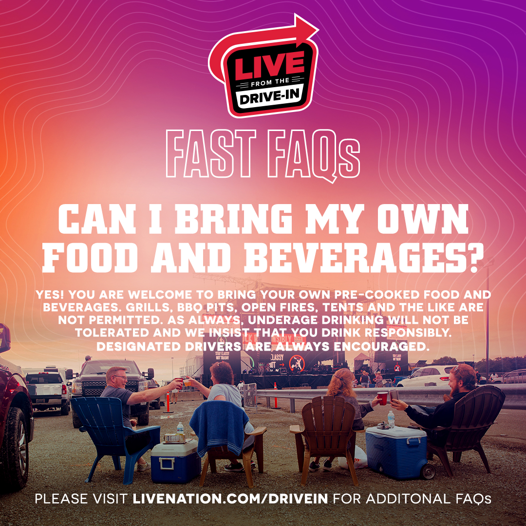 LiveNationAtl's tweet image. Set your alarms! ⏰ Live From The Drive In tickets at Ameris Bank Amphitheatre go on sale starting tomorrow at 10am local time at LiveNation.com/DriveIn. Have questions about Live From The Drive In? Check out our FAQs!