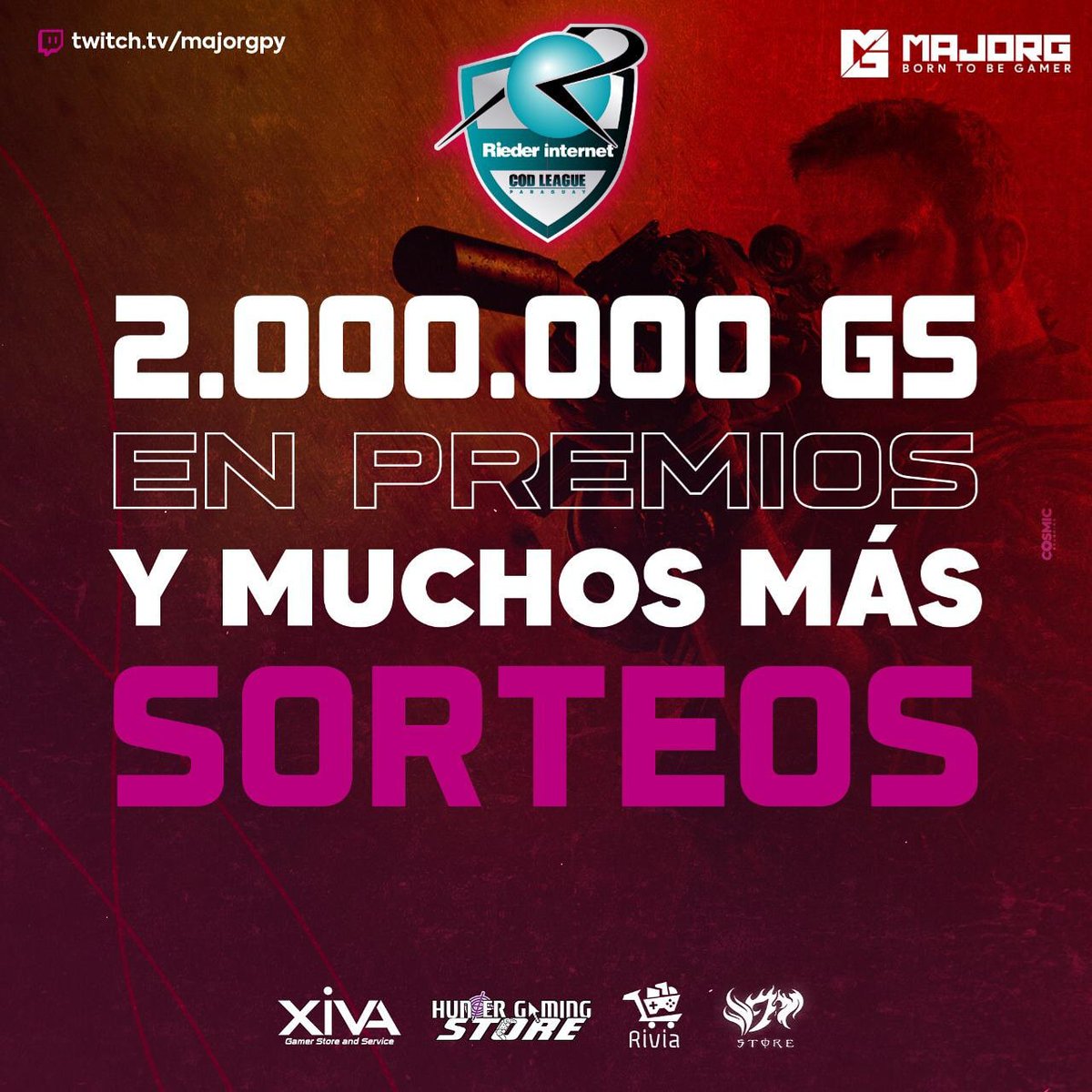 MajorGeSport's tweet photo. 🔷@rieder_internet + CALL OF DUTY🔥🙌🏻#RiederCodLeagueParaguay 🇵🇾
Súmate a la experiencia de ver  la única liga paraguaya de COD‼️
🔴 ¡Transmisiones en vivo con los mejores Casters nacionales e internacionales!

#MajorG 💯 https://t.co/ZwD0ow0Wm1