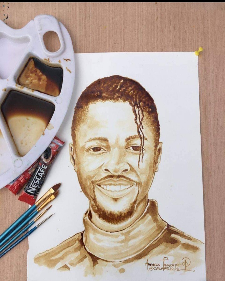 iAm_d3Lmart's tweet photo. Team @itsLaycon what do u guys think about this coffee painting?? 
💙💙💥💥 
#BBNaijialockdown2020 https://t.co/NGxUkkm04D