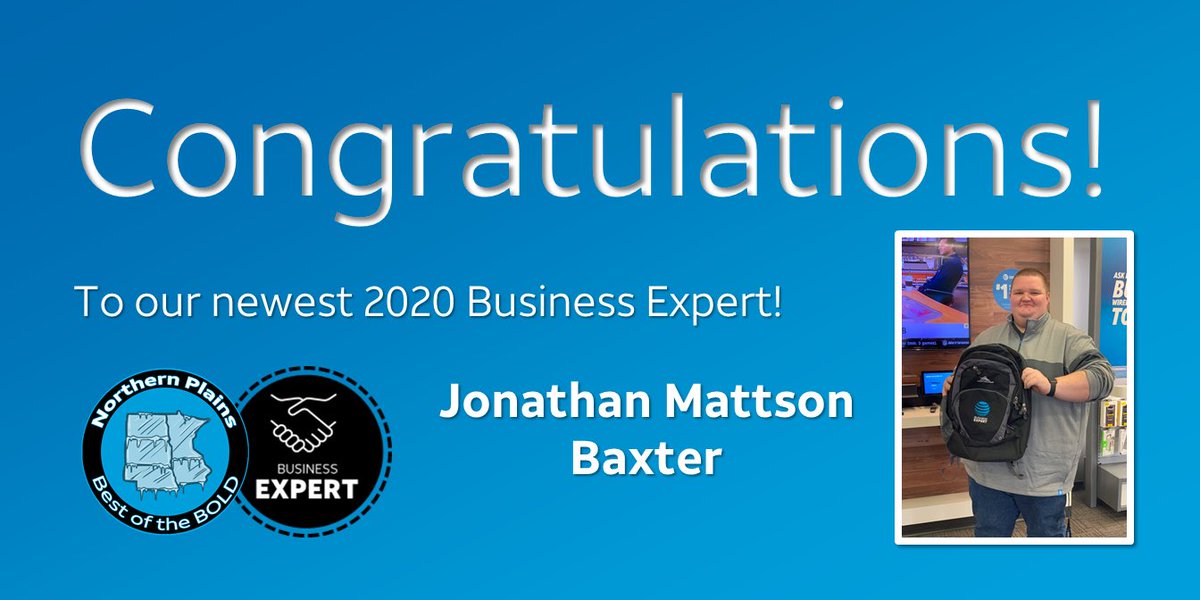 bpeterson407's tweet photo. Congratulations to our newest Business Expert Jonathan Mattson, from Baxter! Back 2 Back years, Awesome job Jonathan!!! If you’re a business in the Baxter / Northern MN area, Jonathan can help you!

#BizExpert #BusinessExpert #BoldBiz #BOLDNorthernPlains #CRush2020 #LifeAtATT https://t.co/ytkQeo11yh