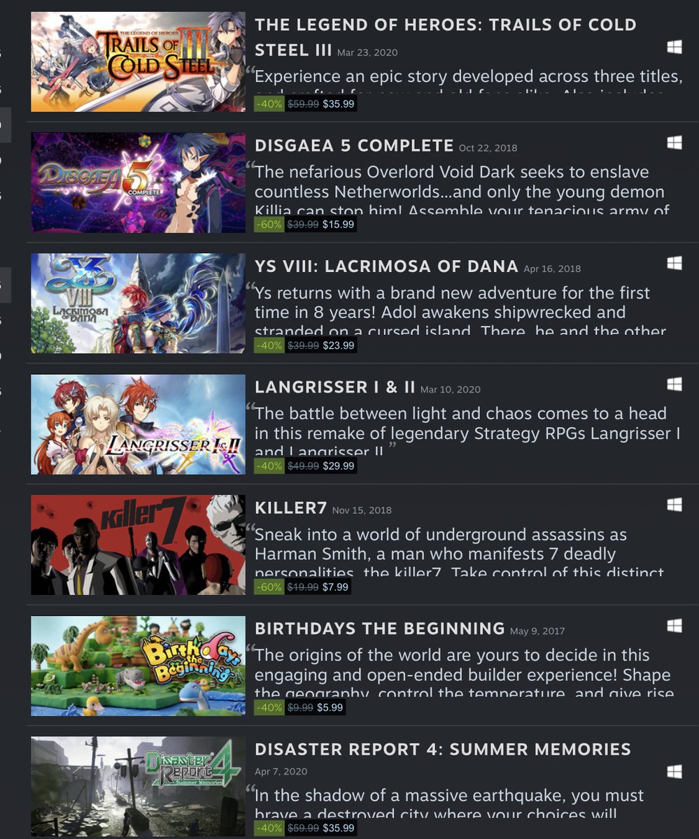 Wario64's tweet photo. NIS America sale on Steam https://t.co/vt0IFkckE9 https://t.co/y0YC4D74tv