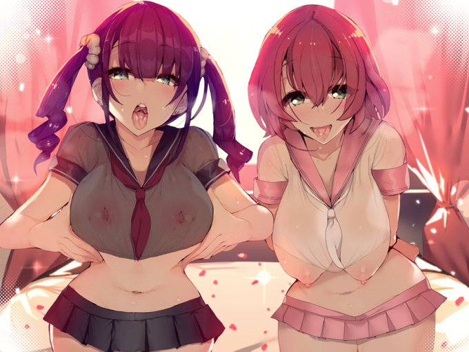 バブバブの森様より9月12日発売予定の『媚薬ガンギマリJKお姉ちゃんの耳舐めソープ』のイラストを担当させて頂きました。結姫うさぎ様と涼花みなせ様演じるエロエロJKによる耳舐め&キスを是非!お姉さん二人によるトロトロ責めにショタの人生狂うの待ったし。 