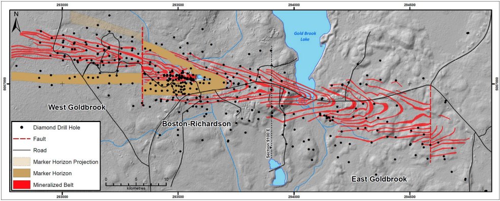  #Goldboro Gold Deposit:• High-grade quartz veins and mineralized wallrock• 57 stacked and anticlinally folded mineralized zones• 2.1 km strike and mineralization confirmed at 550 metres depth• Open in all directions; continuing to expand the deposit