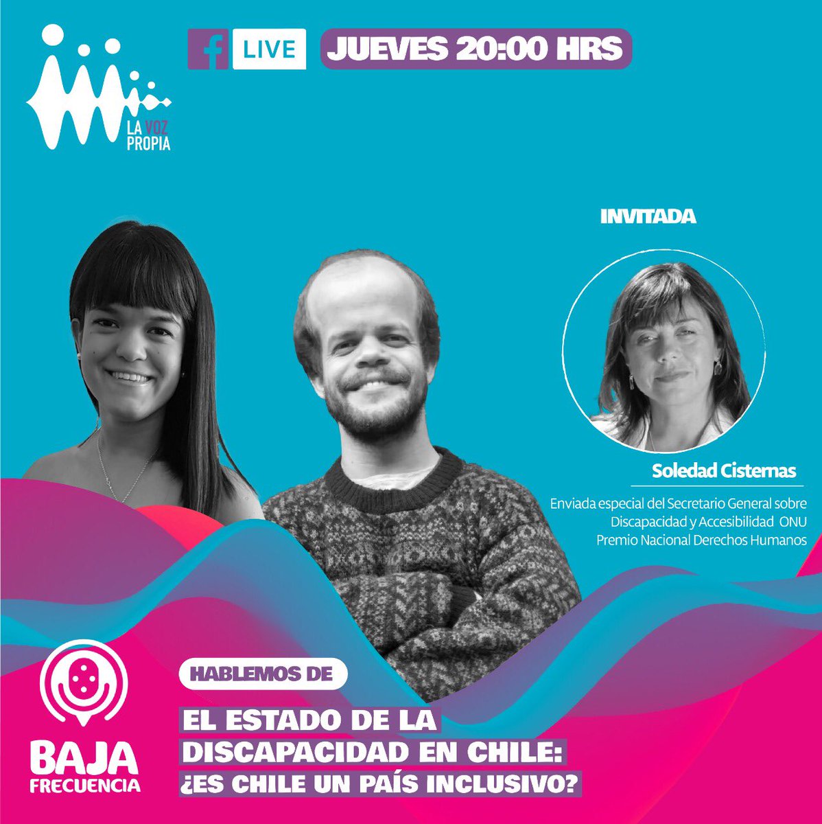 lavozpropia_pcd's tweet photo. Esta semana nos acompañará la increíble Soledad Cisterna en nuestro capítulo de @bftallabaja. Este jueves a las 22 horas por nuestro live de Facebook. https://t.co/YO41nvsq0r