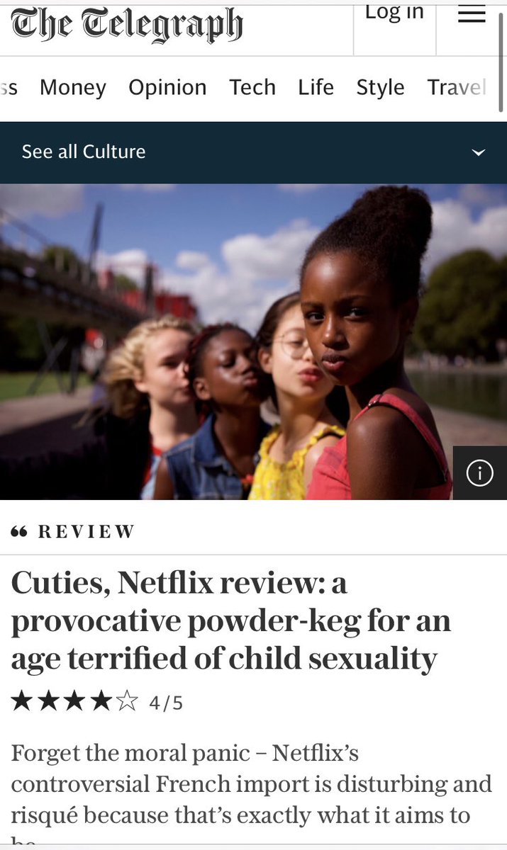 threadWe must be a society that can call evil by its rightful name. Instead, countless mainstream outlets are defending the movie ‘Cuties’, which hypersexualizes 11 year old girls.Here’s  @trim_obey advocating for a better understanding of “child sexuality” in  @Telegraph.
