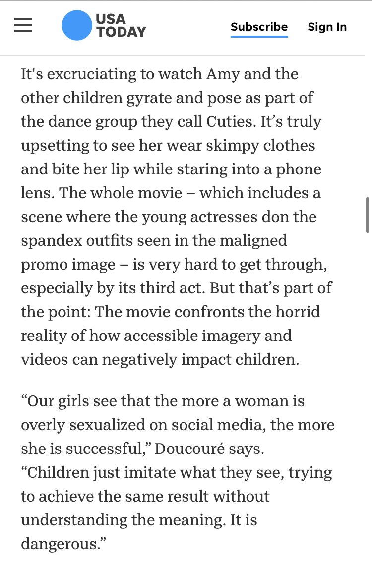  @USATODAY pulled a similar runaround. This is simple. “Pre-teen actresses dancing in midriff-barring tips and short shorts with their backs arched” isn’t a sentence that should exist in the English language.