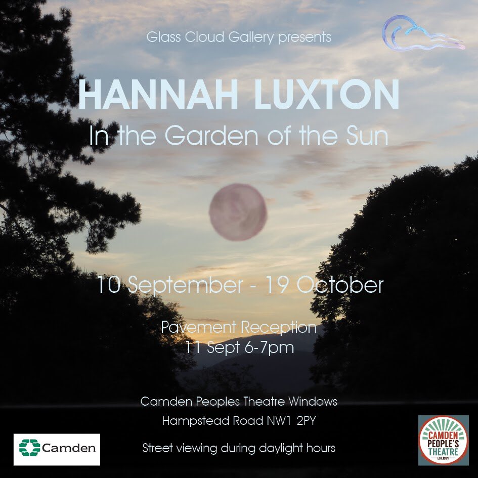 _GlassCloud's tweet photo. We are excited to present two new solo exhibitions by @HannahLuxton_ and Alice McCabe @CamdenPT. Both artists share nature as a source of inspiration. Pavement reception THIS Friday! All welcome but please use social distance. https://t.co/3qrxw0XZEh
#windowgallery #IRL https://t.co/J0tfQl5ws4