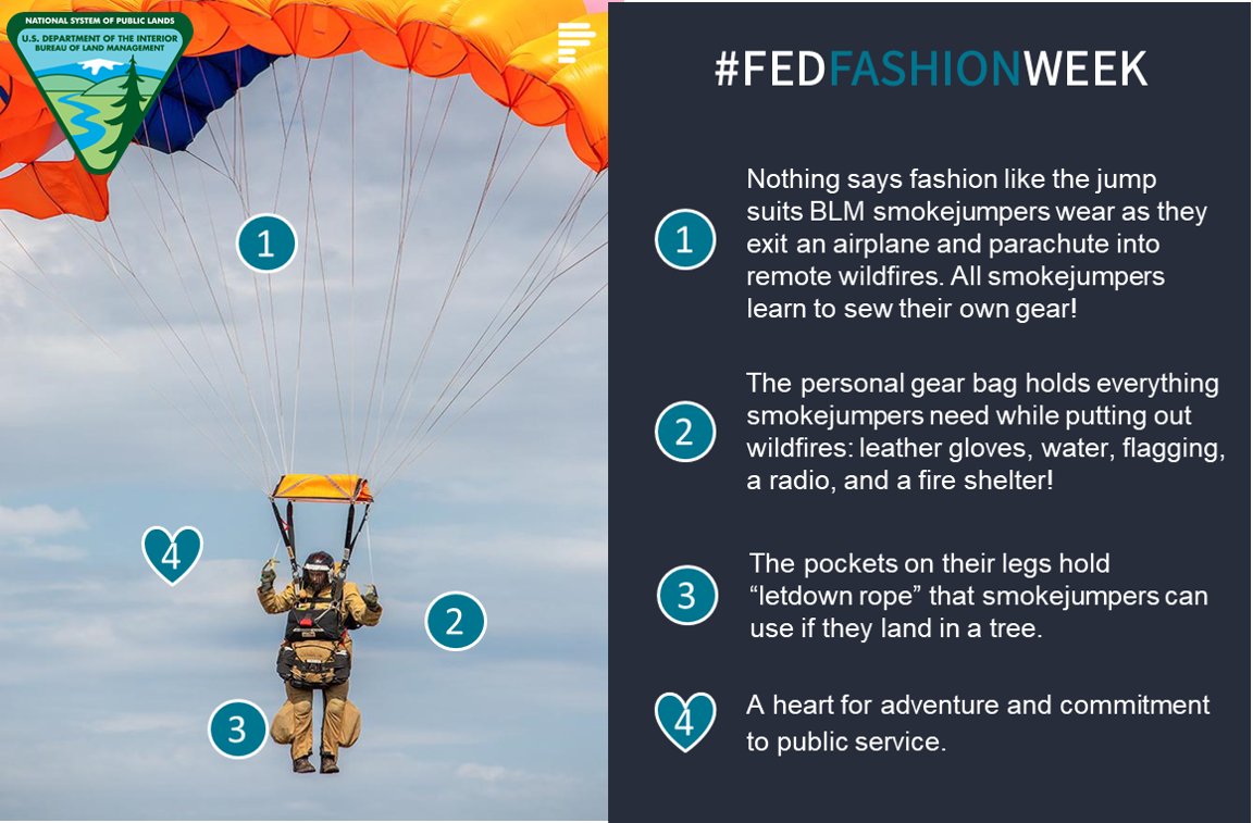 Nothing says fashion like creating your own couture! 
@BLMNational & @BLMFire #AlaskaSmokejumpers not only sew their own gear, but also work hard 💪 to suppress fires. #FedFashionWeek