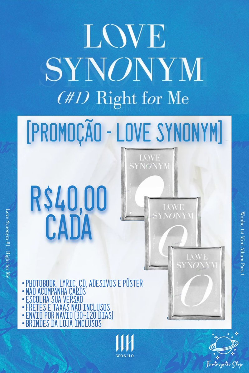 AngelBeliene's tweet photo. [PROMO - LOVE SYNONYM] by @fantasysticshop

💵 R$40,00 cada

🔹 Não acompanha Cards
🔹 Itens inclusos: Photobook, CD, Lyric, Adesivo e Pôster

📦 Pagamento imediato pra garantir o álbum
📦 Frete internacional R$20~R$27 (até 12/10)
📦 Frete nacional R$10~R$20 (quando chegar no BR) https://t.co/hiLstxIkhw