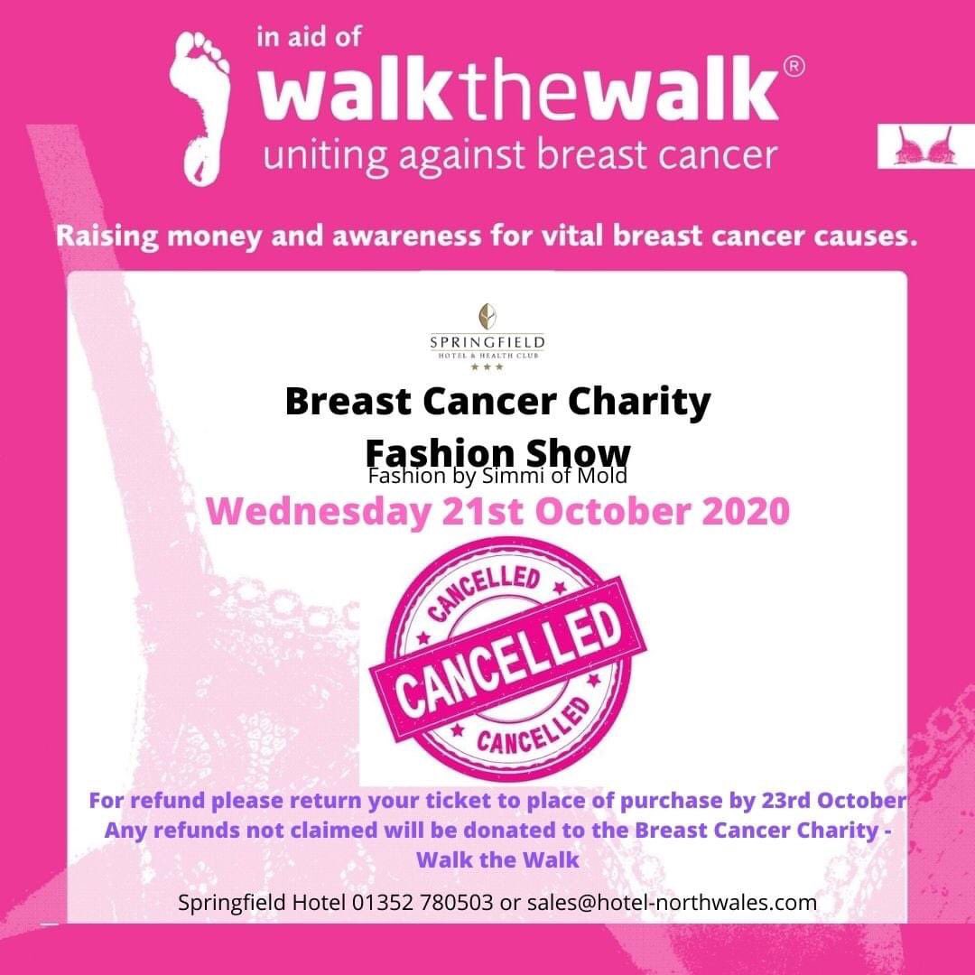 It is with deep regret that we have to announce that this year’s Annual Breast Cancer Fashion Show on Wed 21st Oct has now been cancelled. Thank you all for your continued support at this event that over the last 10 years has raised over £10,000 for the charity. Gynette x