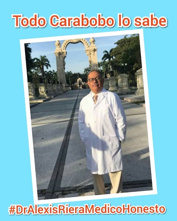 muvcarabobo's tweet photo. Dr Alexis Riera, hombre honesto, médico ejemplar y de principios. Todo acto fuera del debido proceso es inaceptable. Comunicado oficial de MUVC  en próximas horas 
Confíamos en que pronto brillará su inocencia 
#DrAlexisRieraMedicoHonesto
https://t.co/qnieFcJxSX https://t.co/NONN4ejsqw