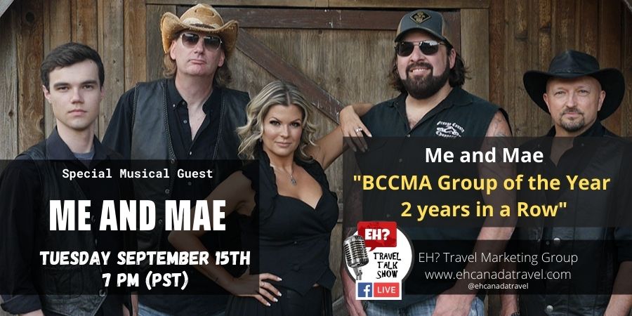 ehCanadaTravel's tweet photo. BCCMA Award Winners, country music band, Me and Mae join the "Brothers of Tourism" on their new hit talk show "EH? Travel Talk Show". Airs on Tuesday September 15th at 7 PM (pst) on our https://t.co/3uKQJrmXv9 Facebook page.
#countrymusic #canada #meandmae #bccma https://t.co/7WDQejWNrG