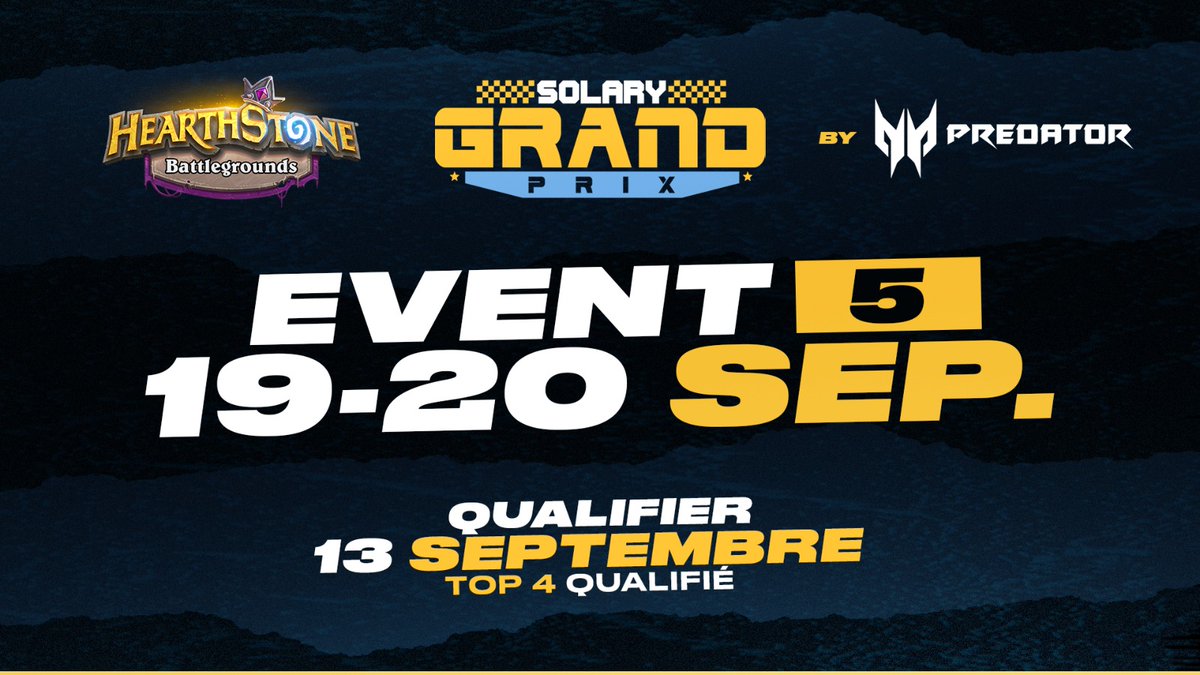SolaryTV's tweet photo. Le Solary Grand Prix by PREDATOR revient pour sa 5ème édition cette fois-ci sur Battlegrounds du 19 au 20 septembre ! ☀️

Merci à @PredatorFrance de nous permettre d'organiser cet événement ! 💙
 
Pour vous inscrire: https://t.co/2lA5hnMJRs

 📺 https://t.co/8pexCs1Thh https://t.co/dO0u9msMgP