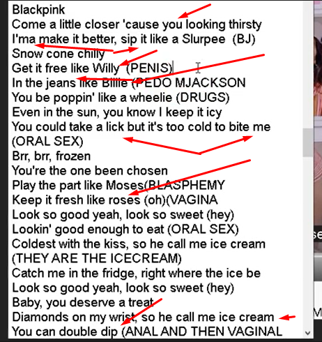 doncastor4's tweet photo. #blackpink #icecream is used by the elites to promote girl #pedophilia the song is written by native english speakers. coded sexual lyrics GIVEN TO THE YOUNGEST MEMBER calling for male prostitutes. #pussy #PRAYFORBLACKPINK #savetheyouth #savethesegirls
https://t.co/CC3dHYfwQC https://t.co/8bIyRhOlEP