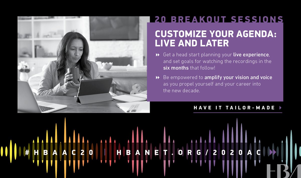 Laser focus your November line-up in one of our three tracks -- career, industry, leadership. And make a plan to watch the sessions you miss with access to all of the sessions for 6 months following the event. Register for #HBAAC20 today! #HBAimpact ow.ly/ZDSU50BnlUL