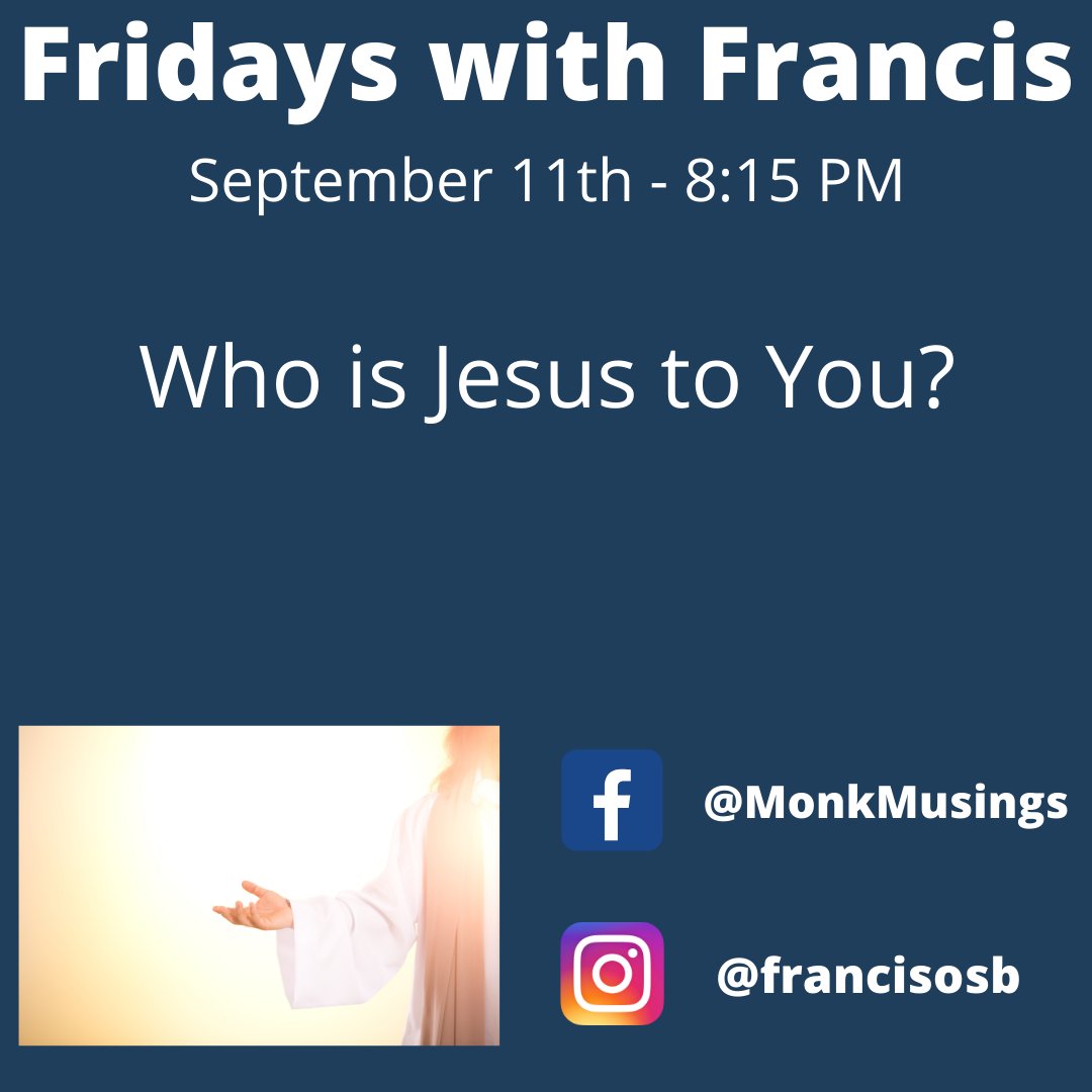 Francis_OSB's tweet photo. Son of God, Prince of Peace, The Christ...Jesus has all of these titles.  But who is he to you?

Join me in thinking about this question!

https://t.co/kg42rCcxhF

#fridayswithfrancis #checkthebook #jesus https://t.co/4r1WLITXrE