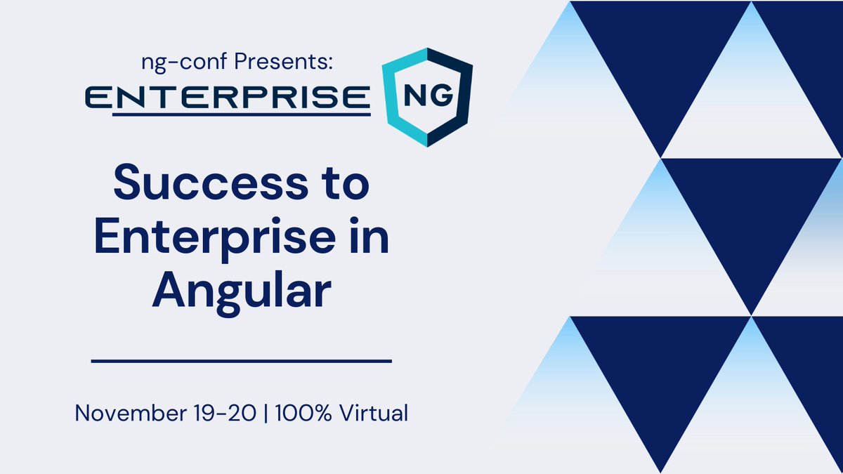 Our new virtual event is only2⃣months away!

#EnterpriseNG will be 2⃣straight days on everything you need to make the most of <a href="/angular/">Angular</a> in your enterprise apps💻 

Stay competitive &amp; take your enterprise to a whole new level🥇🏆

🗓️Nov 19-20

🎟️Learn more👉 ng-conf.org
