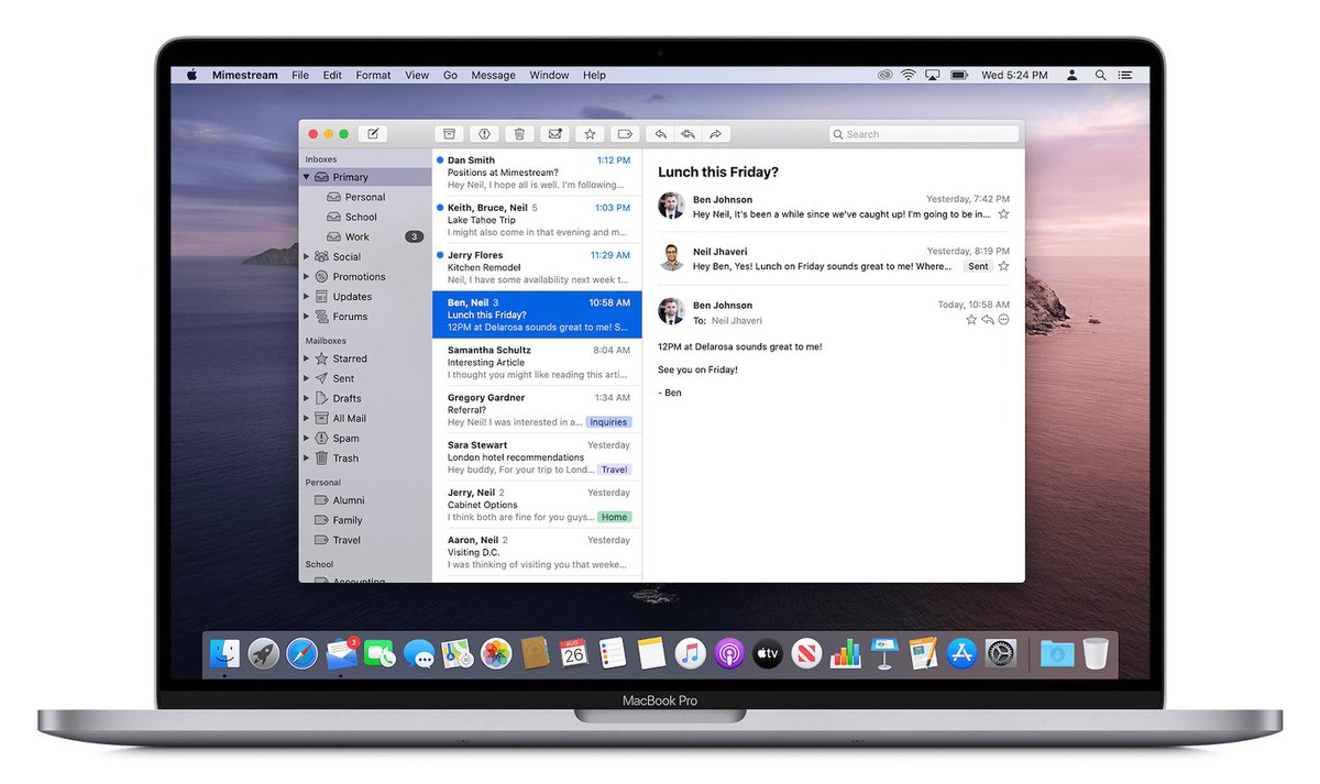 PrudenGeek's tweet photo. Neil Jhaveri , un ex ingeniero de Apple que trabajó en la aplicación de correo predeterminada de la compañía, presentó un nuevo cliente de Gmail para macOS, Mimestream.
#Mimestream #Gmail https://t.co/wGhbI9gTLK
