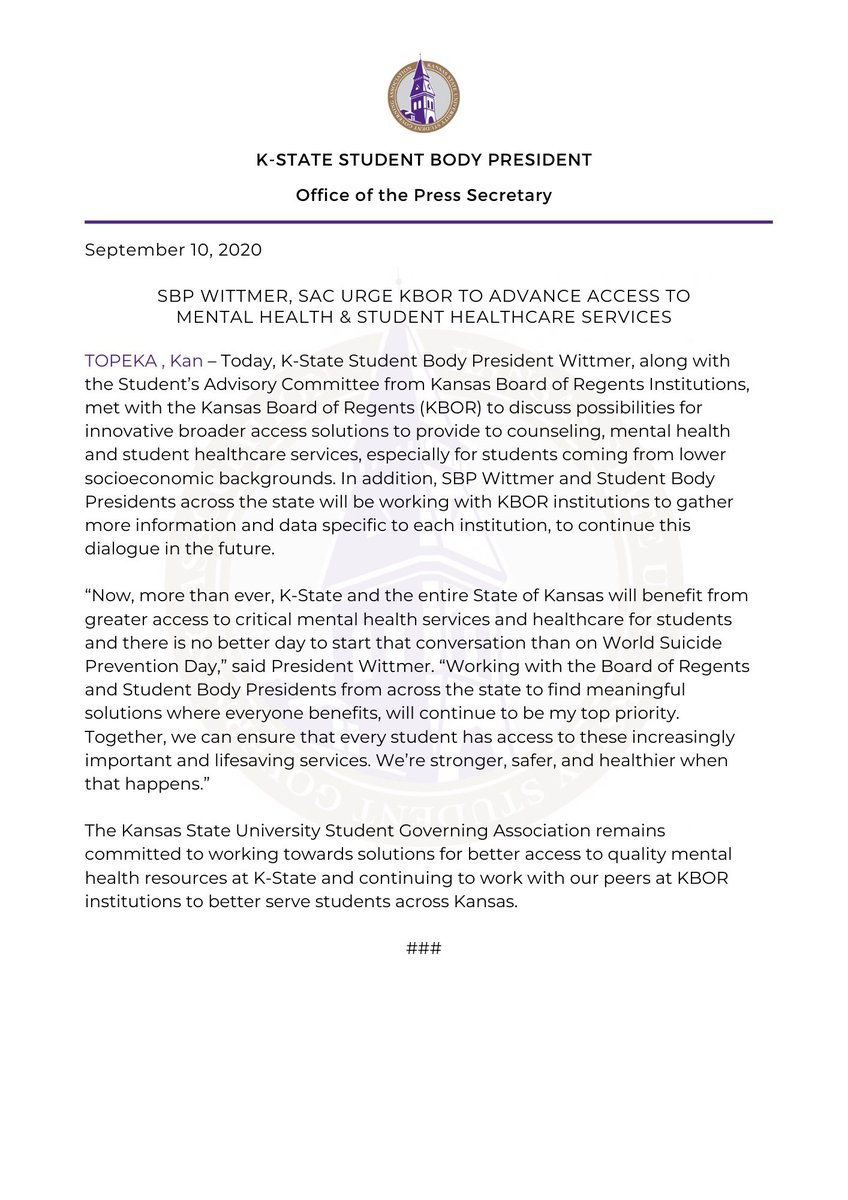 Together we can continue the conversation about mental health and work to further improve access on our campus. 

You can find more info about Counseling Services at k-state.edu/counseling/.