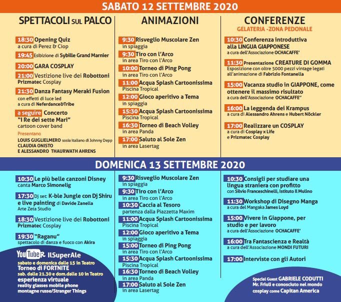Ochacaffe's tweet photo. Il programma di questo weekend al festival Caorle Cosplay, Comics and Games del Villaggio San Francesco. Cerchiamo, con tutte le dovute cautele, di tornare ad una vita dove anche andare ad un festival sia normale. #caorlecomics #caorlecomics #festivaldelfumetto https://t.co/c55ygyW3ck