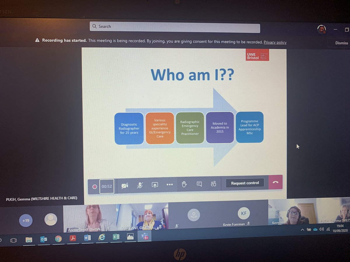 AlexPalombia's tweet photo. @Kerryannemills presenting issues Radiography faces in the ACP world at the #BSWAHP webinar.@UWEhasCPD @UWEBristol https://t.co/Gh7QEKWDOx