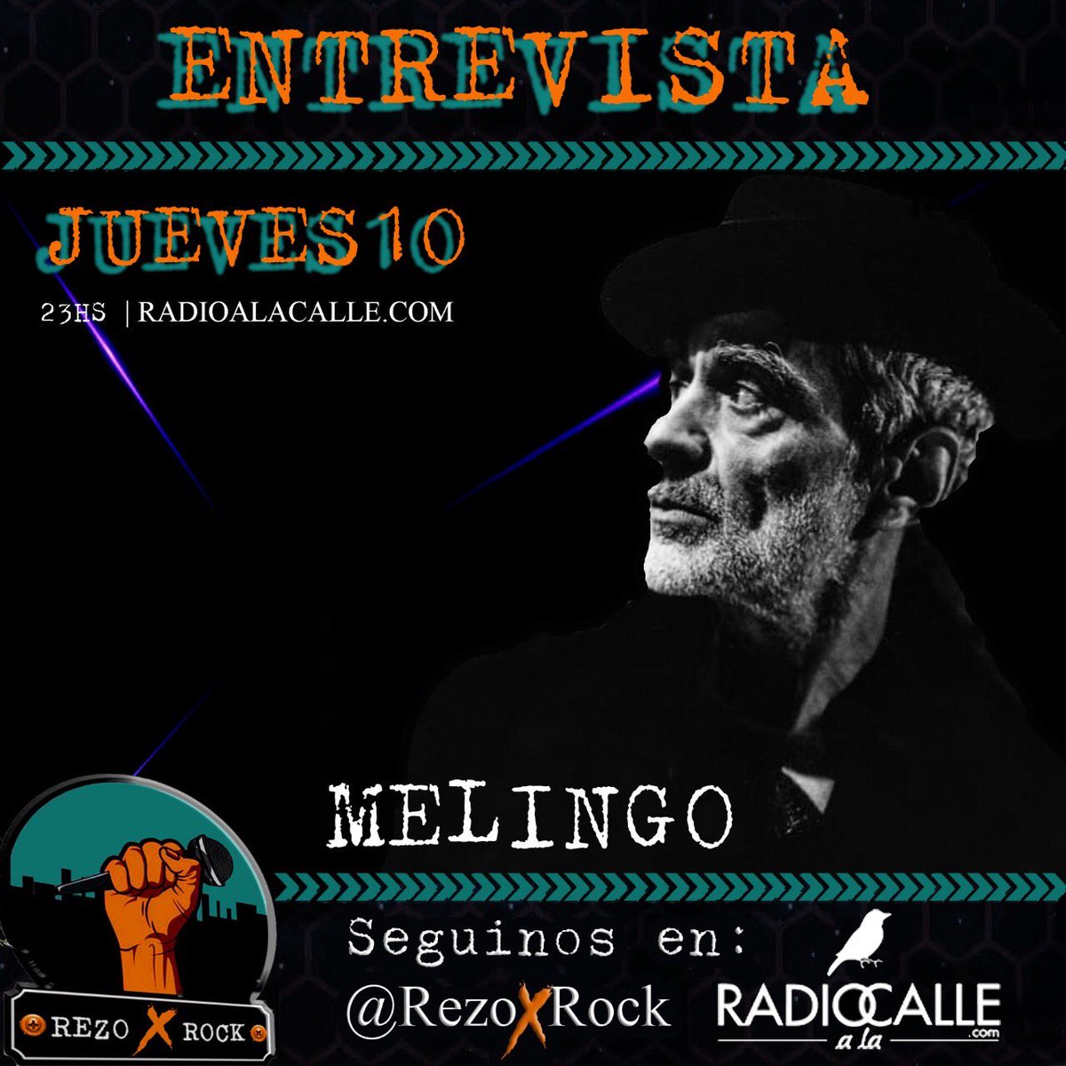melingo_'s tweet photo. HOY 23hs RADIO A LA CALLE @Rezoporvosrock @danimelingo @_lapibades @TomiSanJuan @ceretticeretti @bunburyoficial @SonglinesMag @SoyCalorFrio @discobymario @SoyFernandoAbel @pop_village #entrevista #radio #FelizJueves #ColombiaEnAlertaRoja #Bogota #armasónica #deeptango #MELINGO 🎩 https://t.co/v94LXPLESp