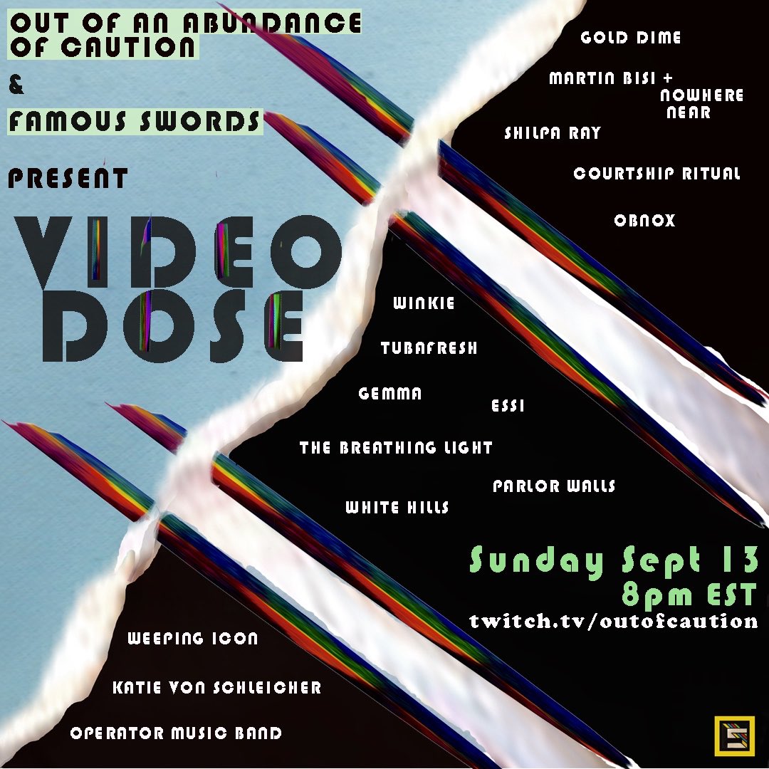 We are hosting VIDEO DOSE this Sunday Sept 13 on twitch.tv/outofcaution // 8pm [est] Brought to u by #FamousSwords &amp; #OutofanAbundanceofCaution GET DOSED.