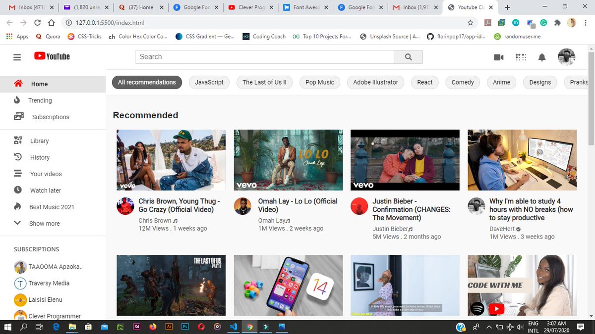 3XS0's tweet photo. Learnt #HTML &amp; #CSS in the 1st month, used them in the 2nd month to recreate:

Twitter's homepage
YouTube's homepage
Gmail's homepage
Google's homepage
A modern creative landing page with fancy effects.
Built some UI components.
👨🏾‍💻🚀
Next #JavaScript🤺
#100DaysOfCode #CodeNe https://t.co/JggBZI08XB