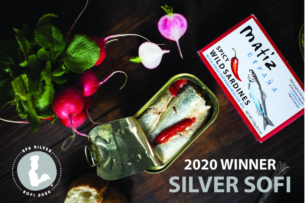 BIG news for little fish... Matiz Spicy Wild Sardines just won a Silver sofi Award! It's an honor to be recognized as one of the best in the world of specialty food. Have you tried them yet?We love them on toast with sour cream and fresh garden tomato 😋🌶🐟 🍅
