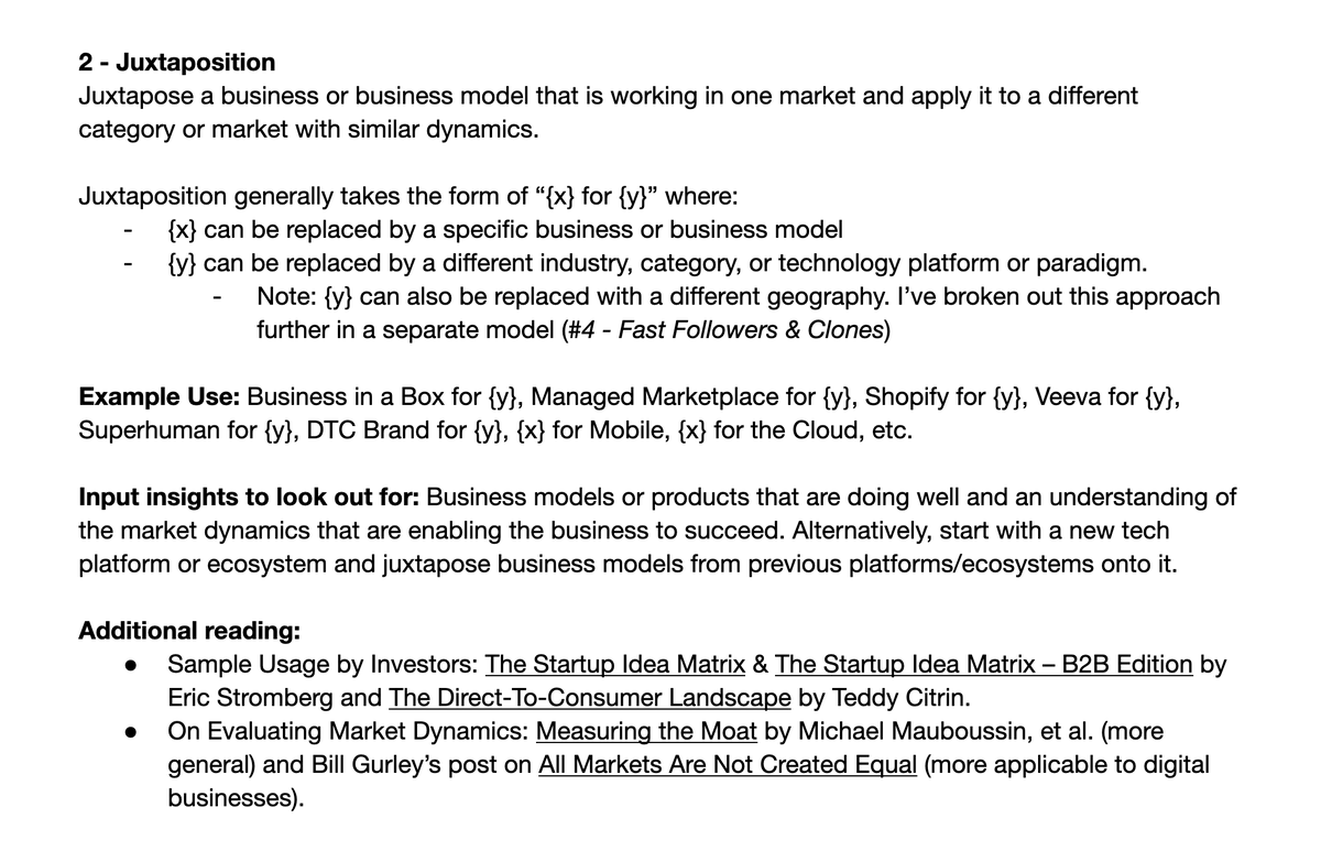 2 – Juxtaposition @ericstromberg &  @tcitrin have both leveraged this model to publicly identify promising market opportunities. @mjmauboussin &  @bgurley have great frameworks for evaluating the dynamics of digital & analog markets when leveraging this approach.