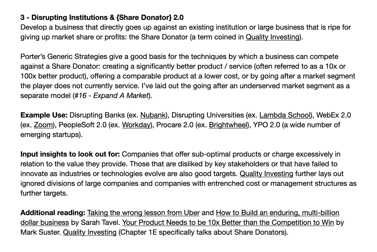 3 – Disrupting Institutions & {Share Donator} 2.0 @sarahtavel &  @msuster's posts highlight what it takes to go up against firms ripe for giving up market share.Torkell T. Eide, Patrick Hargreaves, &  @CunninghamProf’s book lays out some of the characteristics of Share Donators