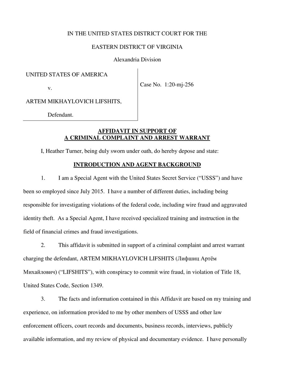 Artem Mikhaylovich Lifshits-of St. Petersburg, Russiaserves as a manager in “Project Lakhta,” a Russia-based effort to engage in political and electoral interference operations. Since at least May 2014, Project Lakhta’s stated goal... it’s 111 pages long You had me a Bitcoin