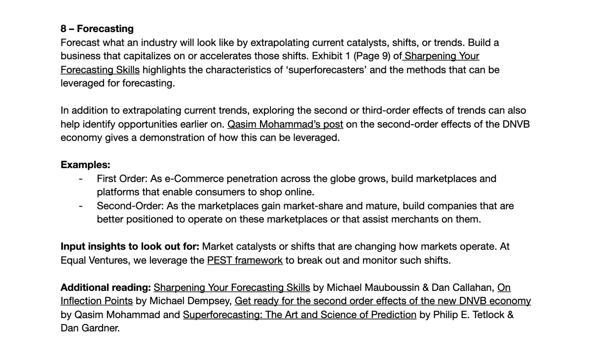 8 – ForecastingIdeating through forecasting featuring analyses of superforecasters from  @mjmauboussin, Dan Callahan,  @PTetlock, &  @dgardner. Also great reads on leveraging inflections ( @mhdempsey) and the second-order effects of the DNVB economy ( @QasimAMohammad)