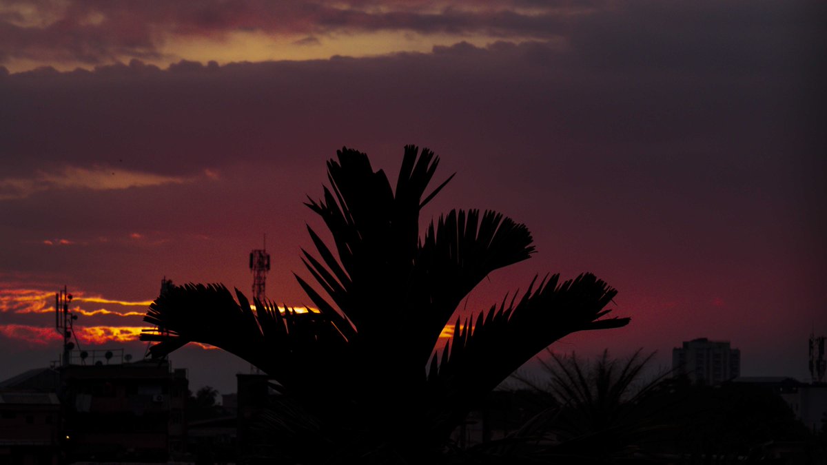 ETAMBA's tweet photo. Les fins de journée annonçant l'imminence de la grande saison sèche à Douala. L'astre solaire est encore plus à l'ouest au couher, a l'air plus gros et reste visible plus longtemps à l'horizon... Parce que le Mont Cameroon ne le cache plus :)
#showmeyoursunset https://t.co/KkbgYFfr5l