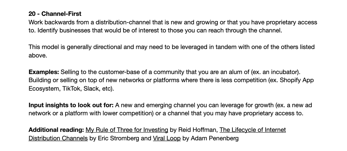 20 – Channel-FirstSuggested additional reads from  @reidhoffman,  @ericstromberg,  @Penenberg around the importance, lifecycles, and best ways to leverage emerging distribution channels.