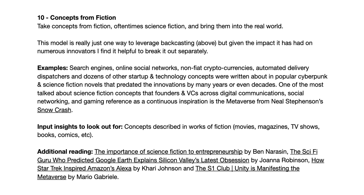 10 – Concepts from FictionTurning fiction into fact. Insights and suggested additional reads from  @BNarasin,  @jowrotethis,  @kharijohnson, and  @mariodgabriele