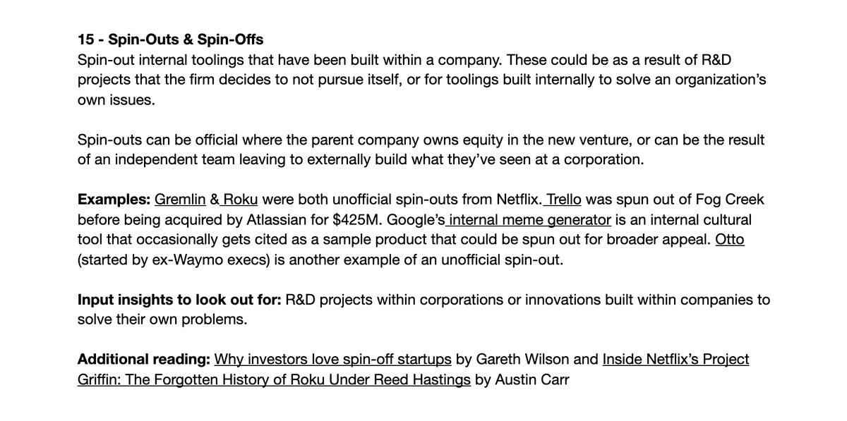 15 – Spin-Outs & Spin-OffsFeaturing stories & insights from  @AustinCarr &  @_gw on the use of this model.