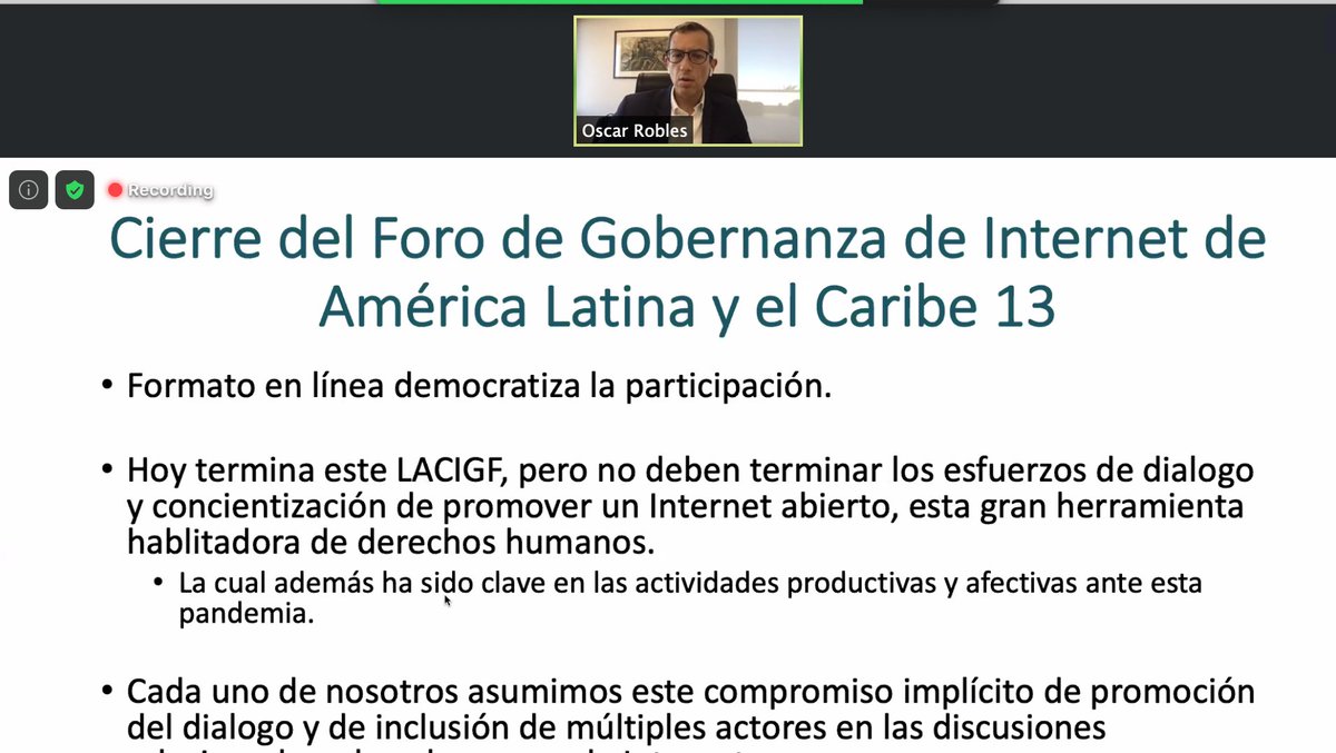 lacigf's tweet photo. .@oscarrobles "Hoy termina el #LACIGF13, pero no deben terminar los esfuerzos de diálogo y concientización de promover una Internet abierta; debemos defender esta herramienta hablitadora de derechos" https://t.co/MVYOF3uOVf